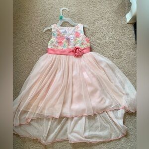 Bonnie Jean Sz 4 Pink Floral Lace and Tulle Dress